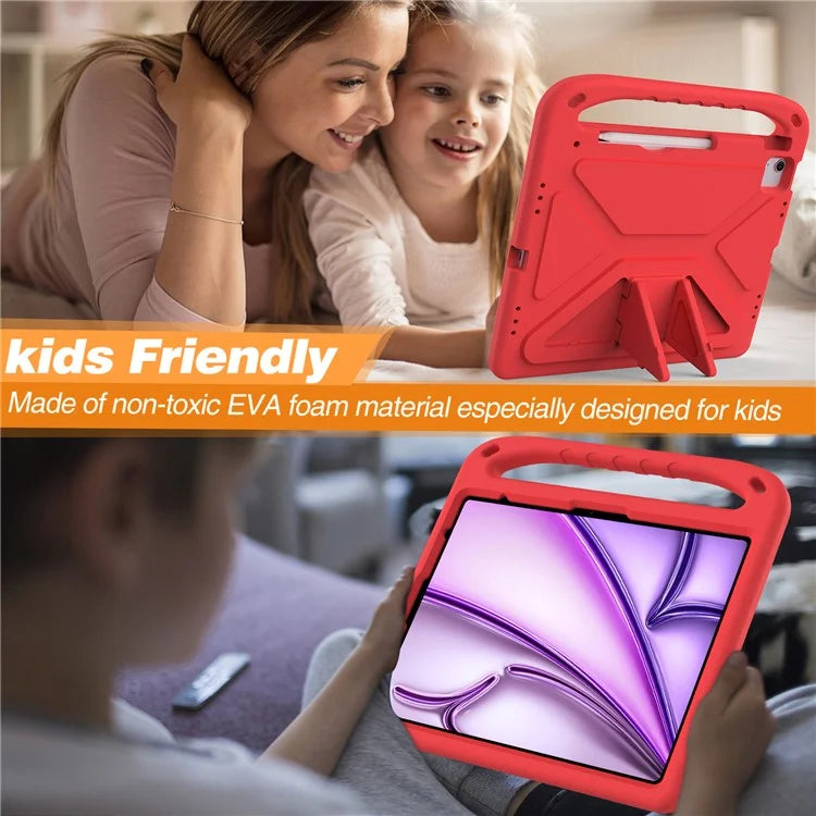 For iPad Pro 13 (2024) / Air 13 (2024) EVA Case Shockproof Handle Kickstand Tablet Cover