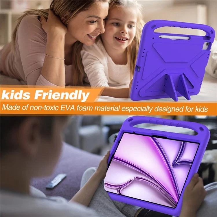 For iPad Pro 13 (2024) / Air 13 (2024) EVA Case Shockproof Handle Kickstand Tablet Cover