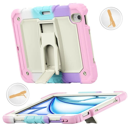 For iPad Air 11 (2024) Case PC+Silicone Kickstand Pen Slot Tablet Cover with Shoulder Strap