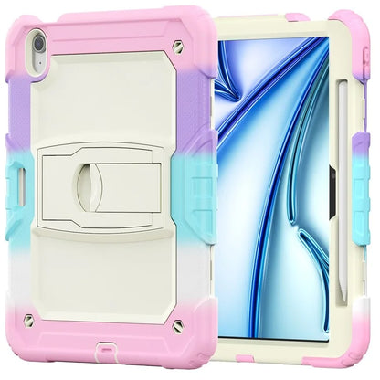 For iPad Air 11 (2024) Case PC+Silicone Kickstand Pen Slot Tablet Cover with Shoulder Strap