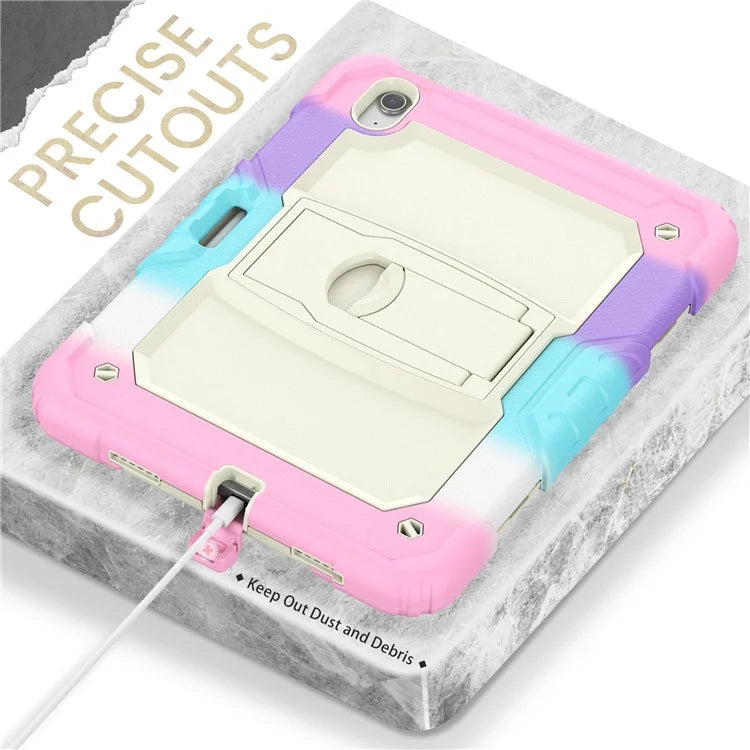 For iPad Air 11 (2024) Case PC+Silicone Kickstand Pen Slot Tablet Cover with Shoulder Strap