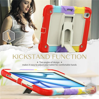 For iPad Air 11 (2024) Case PC+Silicone Kickstand Pen Slot Tablet Cover with Shoulder Strap
