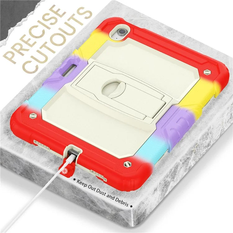 For iPad Air 11 (2024) Case PC+Silicone Kickstand Pen Slot Tablet Cover with Shoulder Strap