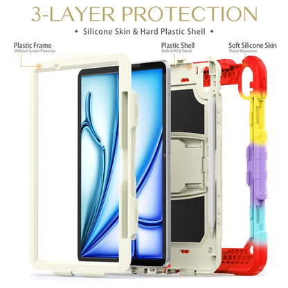 For iPad Air 11 (2024) Case PC+Silicone Kickstand Pen Slot Tablet Cover with Shoulder Strap