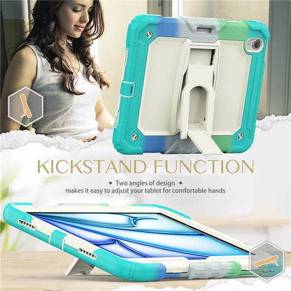For iPad Air 11 (2024) Case PC+Silicone Kickstand Pen Slot Tablet Cover with Shoulder Strap