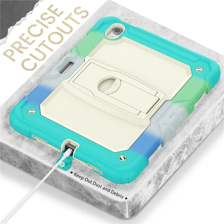 For iPad Air 11 (2024) Case PC+Silicone Kickstand Pen Slot Tablet Cover with Shoulder Strap