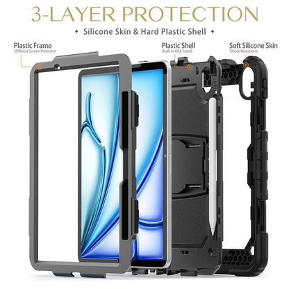 For iPad Air 11 (2024) Case PC+Silicone Tablet Cover with Shoulder Strap