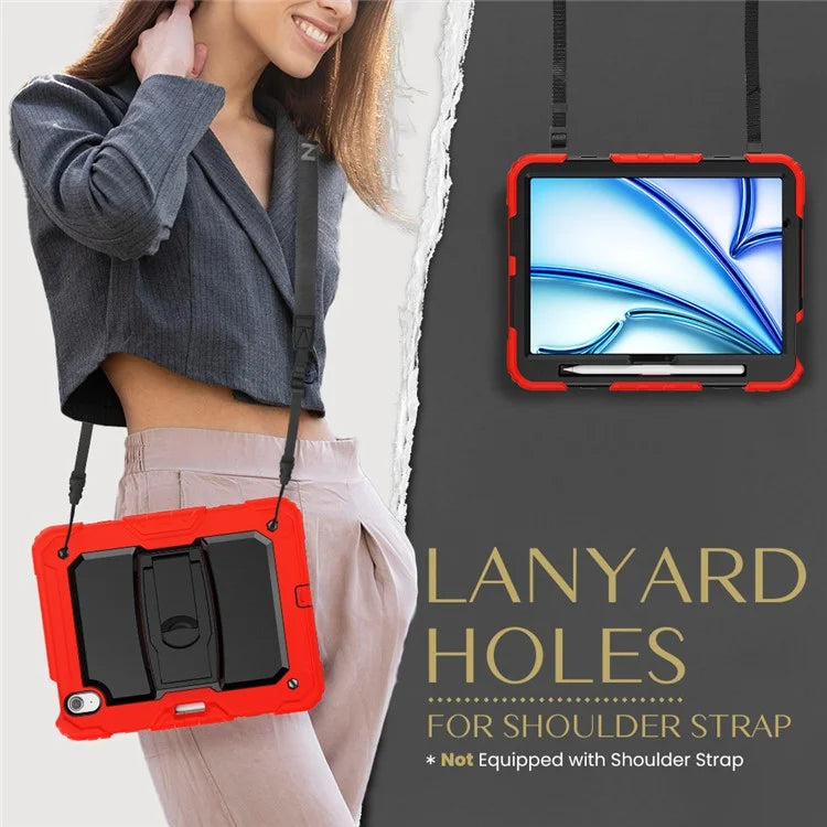 For iPad Air 11 (2024) Case PC+Silicone Tablet Cover with Shoulder Strap