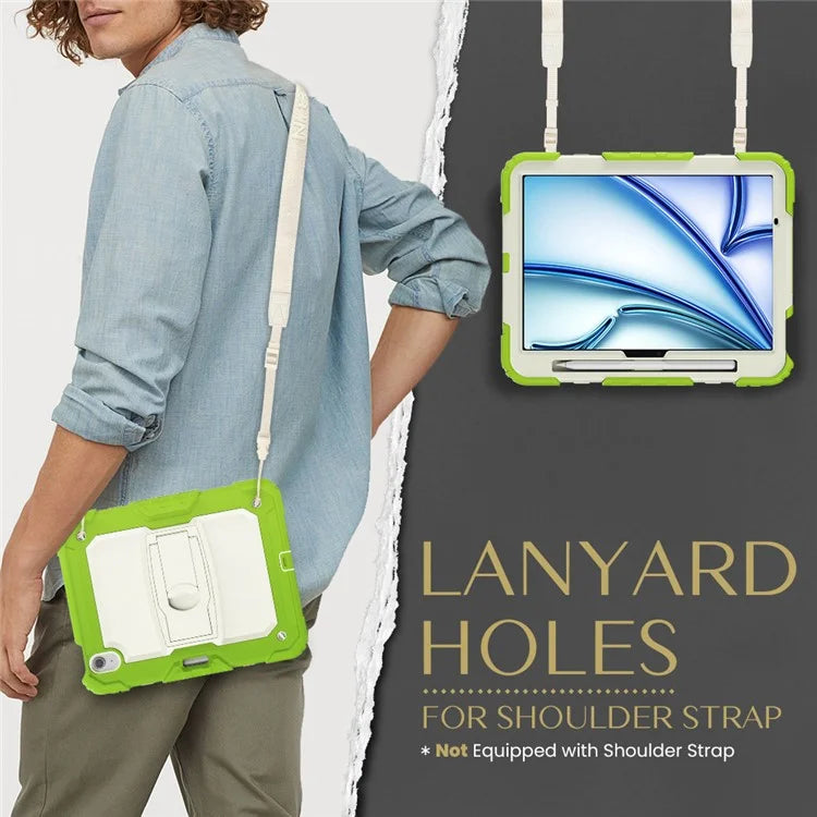 For iPad Air 11 (2024) Case PC+Silicone Tablet Cover with Shoulder Strap