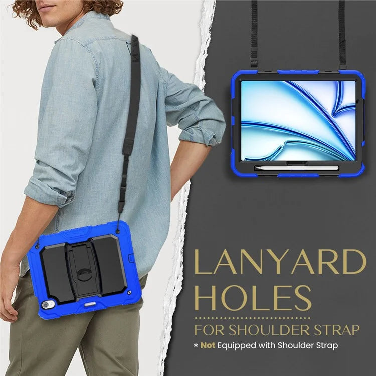 For iPad Air 11 (2024) Case PC+Silicone Tablet Cover with Shoulder Strap