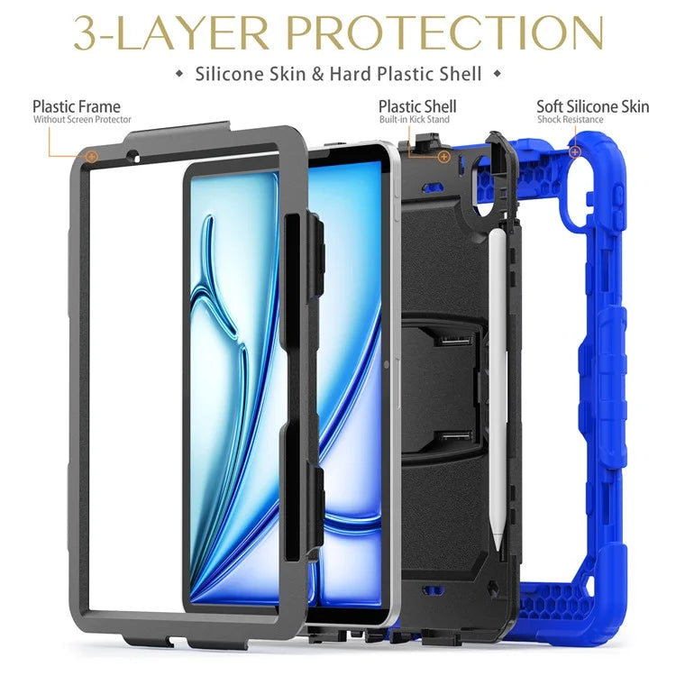 For iPad Air 11 (2024) Case PC+Silicone Tablet Cover with Shoulder Strap