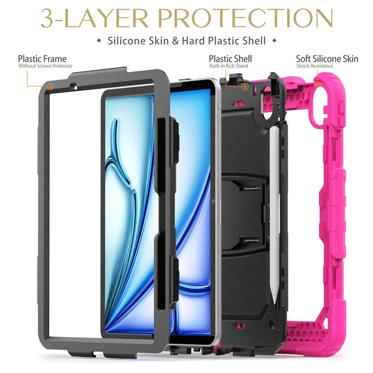 For iPad Air 11 (2024) Case PC+Silicone Tablet Cover with Shoulder Strap