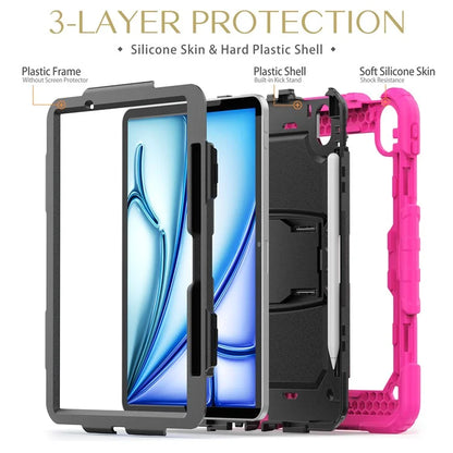 For iPad Air 11 (2024) Case PC+Silicone Tablet Cover with Shoulder Strap