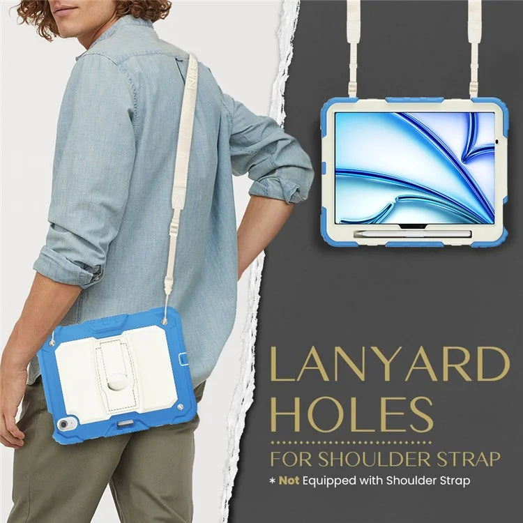 For iPad Air 11 (2024) Case PC+Silicone Tablet Cover with Shoulder Strap