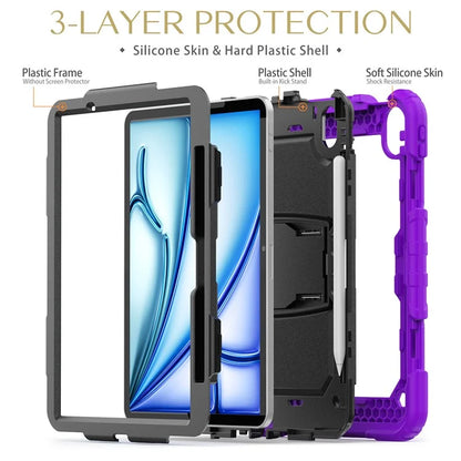 For iPad Air 11 (2024) Case PC+Silicone Tablet Cover with Shoulder Strap