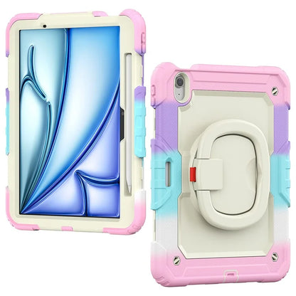 For iPad Air 11 (2024) Case Rotate Handle PC+Silicone Tablet Cover with Shoulder Strap