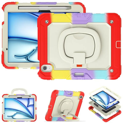 For iPad Air 11 (2024) Case Rotate Handle PC+Silicone Tablet Cover with Shoulder Strap