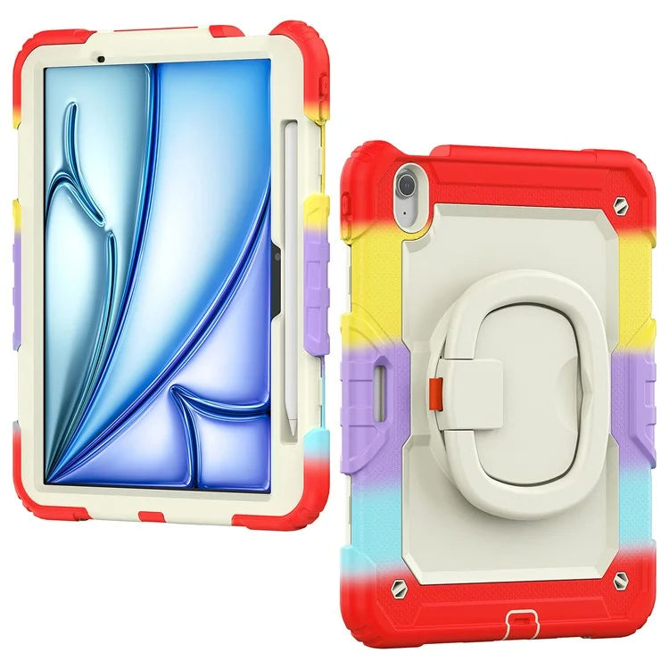 For iPad Air 11 (2024) Case Rotate Handle PC+Silicone Tablet Cover with Shoulder Strap