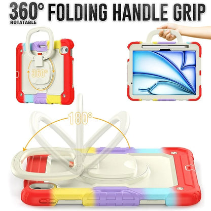 For iPad Air 11 (2024) Case Rotate Handle PC+Silicone Tablet Cover with Shoulder Strap