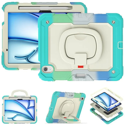 For iPad Air 11 (2024) Case Rotate Handle PC+Silicone Tablet Cover with Shoulder Strap