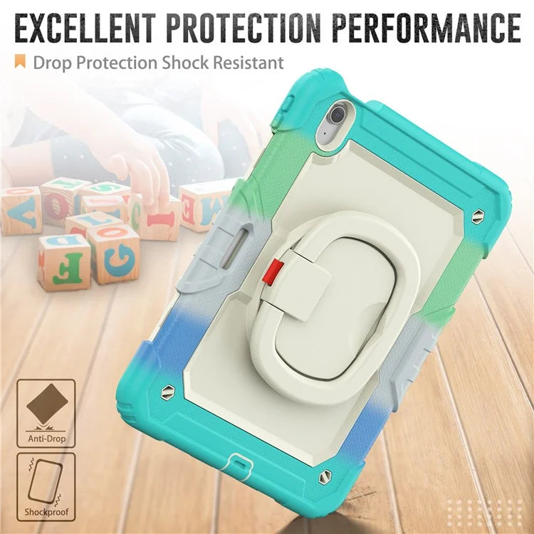 For iPad Air 11 (2024) Case Rotate Handle PC+Silicone Tablet Cover with Shoulder Strap