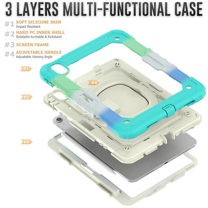 For iPad Air 11 (2024) Case Rotate Handle PC+Silicone Tablet Cover with Shoulder Strap