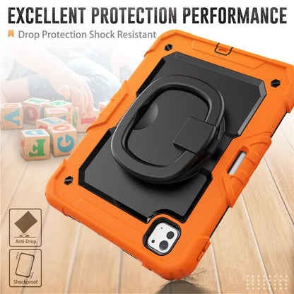 For iPad Pro 11 (2024) Case Hand Grip Kickstand Pen Slot PC+Silicone Tablet Cover with Strap
