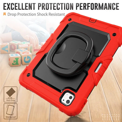 For iPad Pro 11 (2024) Case Hand Grip Kickstand Pen Slot PC+Silicone Tablet Cover with Strap