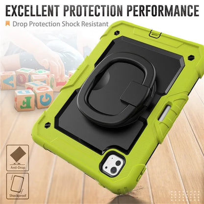 For iPad Pro 11 (2024) Case Hand Grip Kickstand Pen Slot PC+Silicone Tablet Cover with Strap