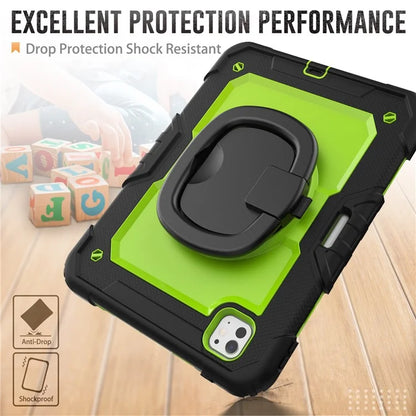 For iPad Pro 11 (2024) Case Hand Grip Kickstand Pen Slot PC+Silicone Tablet Cover with Strap / Black