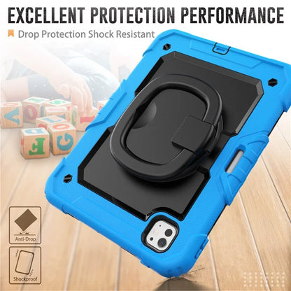 For iPad Pro 11 (2024) Case Hand Grip Kickstand Pen Slot PC+Silicone Tablet Cover with Strap