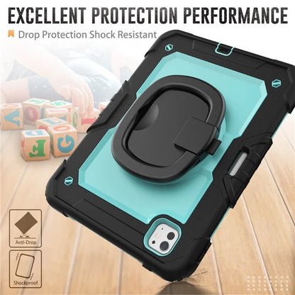 For iPad Pro 11 (2024) Case Hand Grip Kickstand Pen Slot PC+Silicone Tablet Cover with Strap / Black