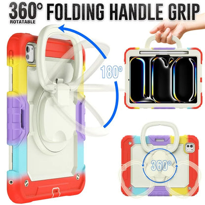 For iPad Pro 11 (2024) Case Tough Rugged PC+Silicone Tablet Cover with Rotating Kickstand / Shoulder Strap
