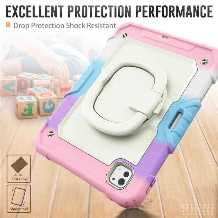 For iPad Pro 11 (2024) Case Tough Rugged PC+Silicone Tablet Cover with Rotating Kickstand / Shoulder Strap