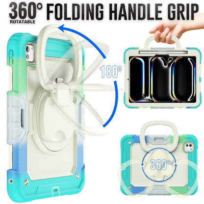 For iPad Pro 11 (2024) Case Tough Rugged PC+Silicone Tablet Cover with Rotating Kickstand / Shoulder Strap