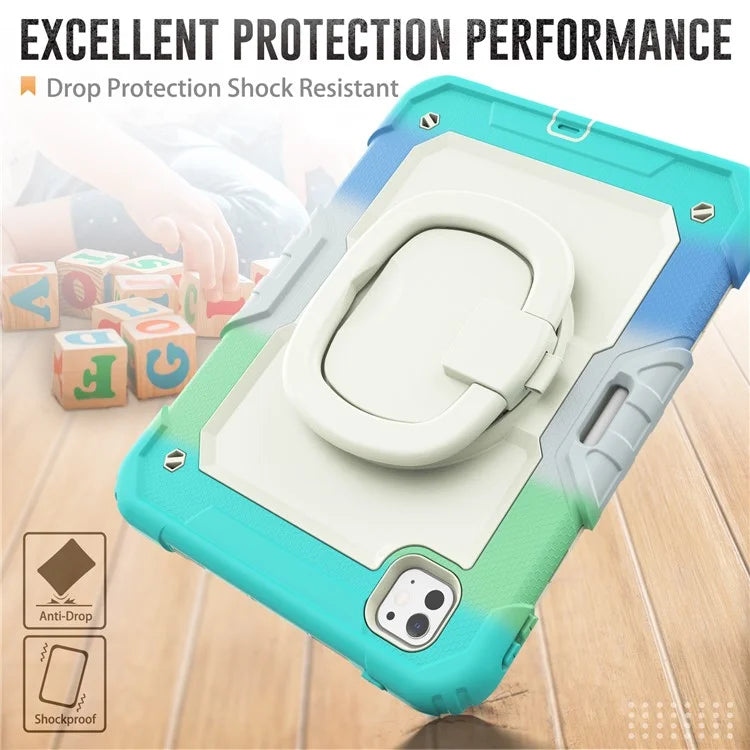 For iPad Pro 11 (2024) Case Tough Rugged PC+Silicone Tablet Cover with Rotating Kickstand / Shoulder Strap