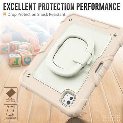 For iPad Pro 11 (2024) Case Kickstand PC+Silicone Tablet Cover with Pen Slot / Shoulder Strap
