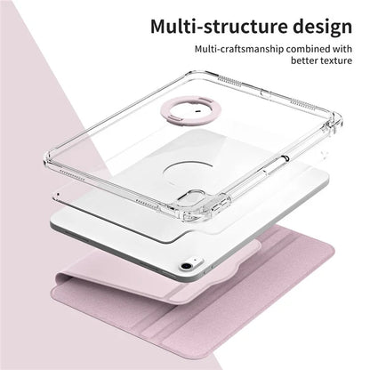 For iPad Air 11 (2024) Case PU Leather Rotating Stand Tablet Cover Detachable Transparent Back