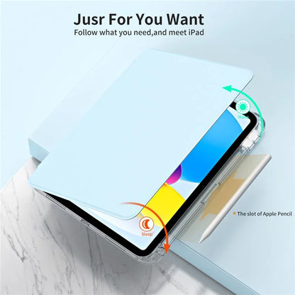 For iPad Air 11 (2024) Case PU Leather Rotating Stand Tablet Cover Detachable Transparent Back