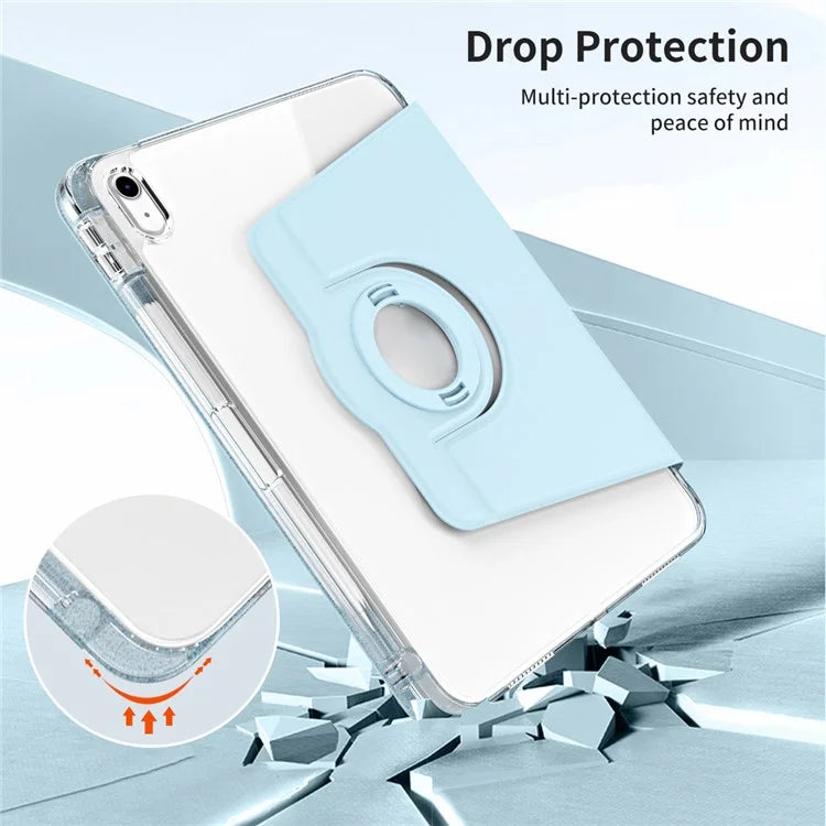 For iPad Air 11 (2024) Case PU Leather Rotating Stand Tablet Cover Detachable Transparent Back