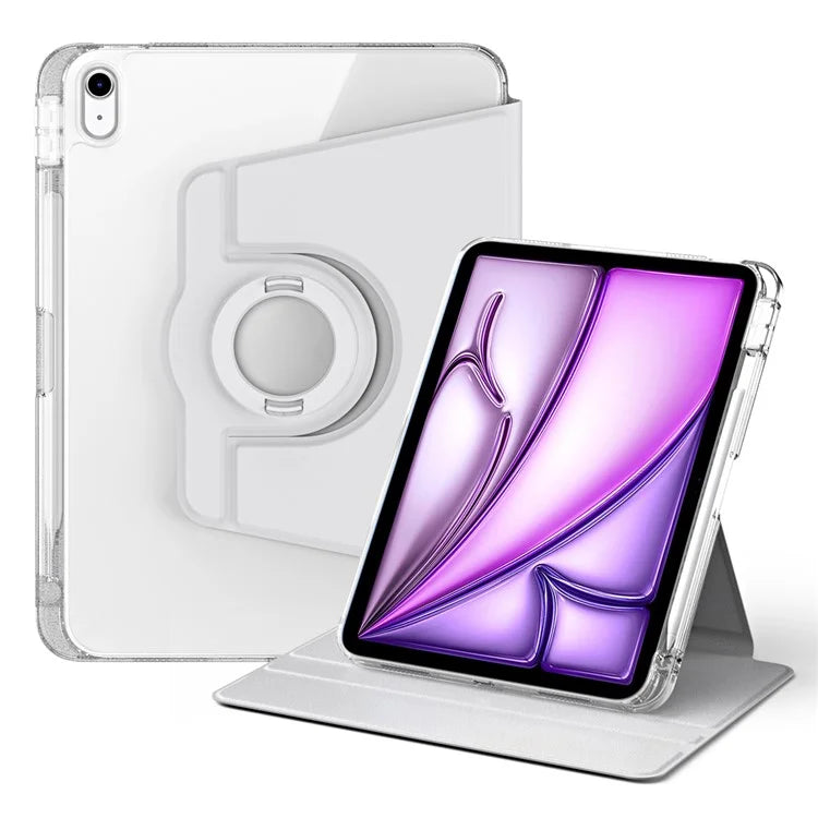 For iPad Air 11 (2024) Case PU Leather Rotating Stand Tablet Cover Detachable Transparent Back