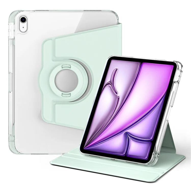 For iPad Air 11 (2024) Case PU Leather Rotating Stand Tablet Cover Detachable Transparent Back