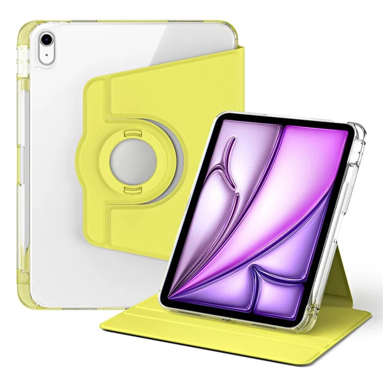 For iPad Air 11 (2024) Case PU Leather Rotating Stand Tablet Cover Detachable Transparent Back