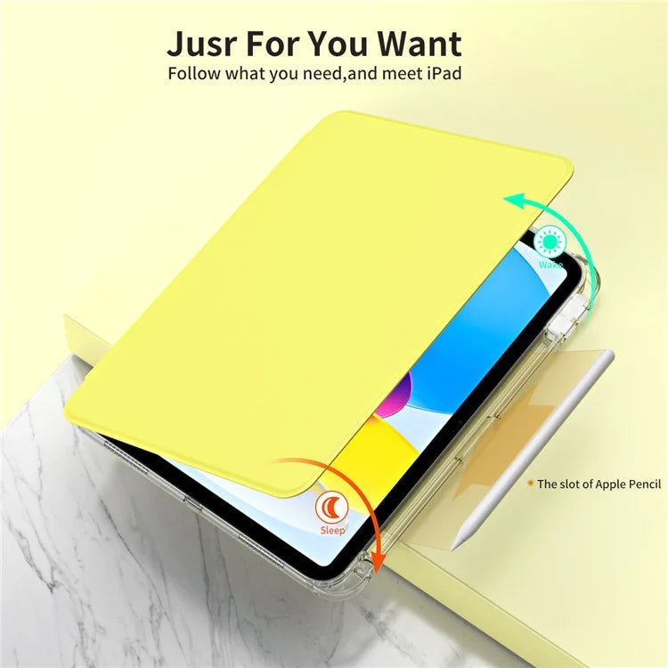 For iPad Air 11 (2024) Case PU Leather Rotating Stand Tablet Cover Detachable Transparent Back