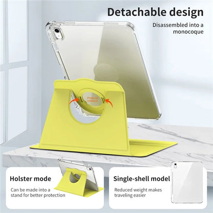 For iPad Air 11 (2024) Case PU Leather Rotating Stand Tablet Cover Detachable Transparent Back