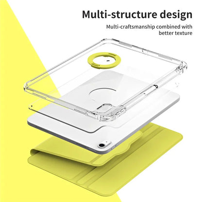For iPad Air 11 (2024) Case PU Leather Rotating Stand Tablet Cover Detachable Transparent Back