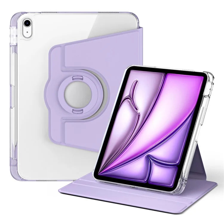For iPad Air 11 (2024) Case PU Leather Rotating Stand Tablet Cover Detachable Transparent Back