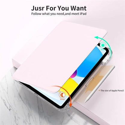 For iPad Air 13 (2024) Case Detachable PU Leather Clear Back Smart Cover Rotating Stand