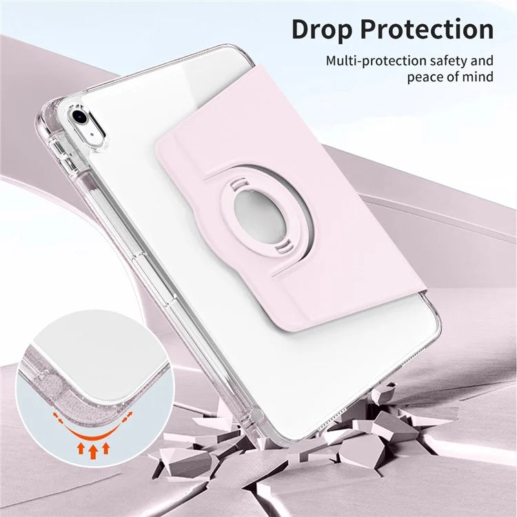 For iPad Air 13 (2024) Case Detachable PU Leather Clear Back Smart Cover Rotating Stand