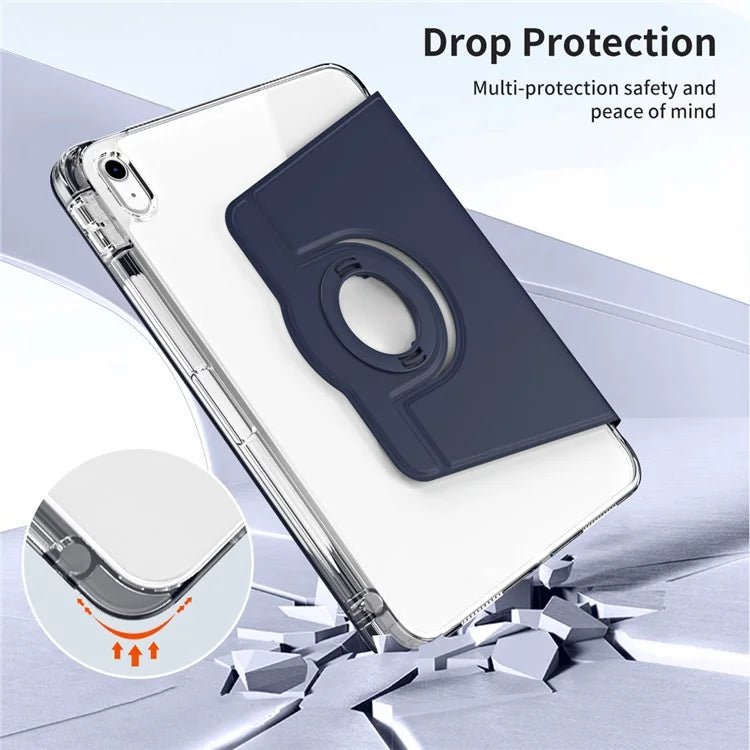 For iPad Air 13 (2024) Case Detachable PU Leather Clear Back Smart Cover Rotating Stand